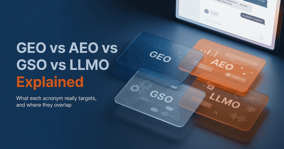 GEO vs AEO vs GSO vs LLMO: What the Terminology Fight Actually Means for Your Content Strategy
